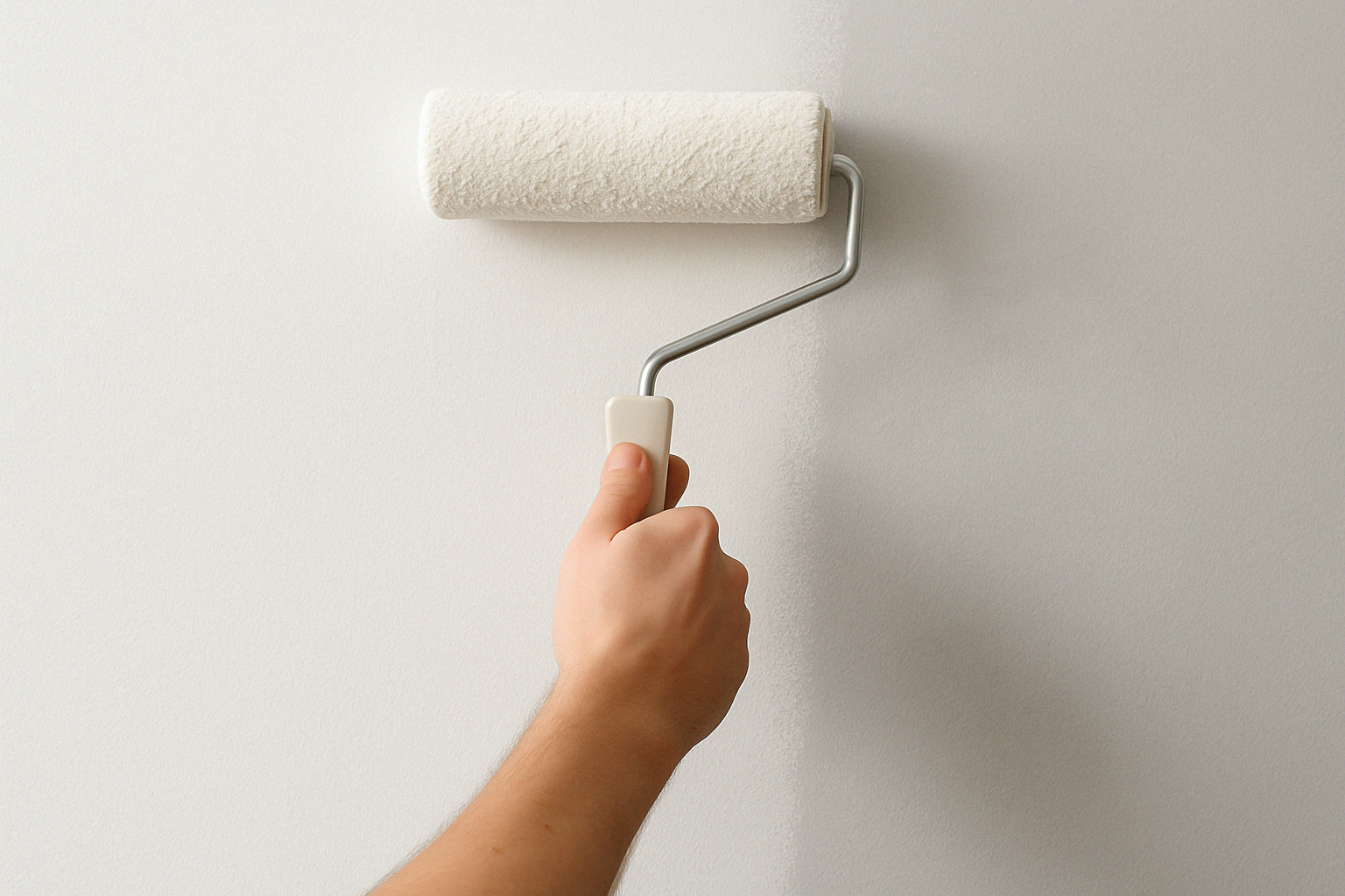 Schilderwerken Knokke-Heist – afwerking van binnenmuur met verfrol