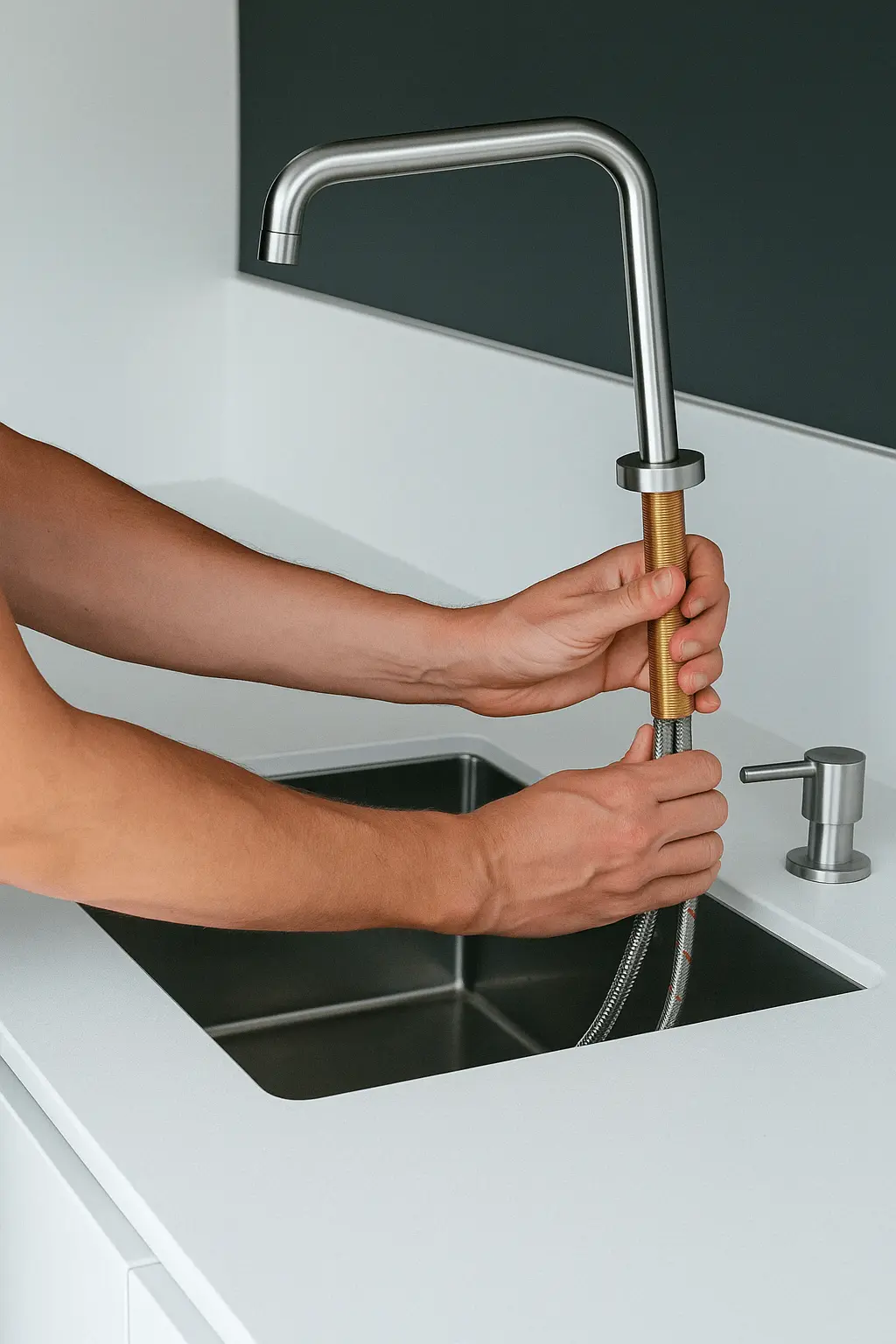 Loodgieterij Knokke-Heist – vervangen van keukenkraan en aansluiten flexibele slangen